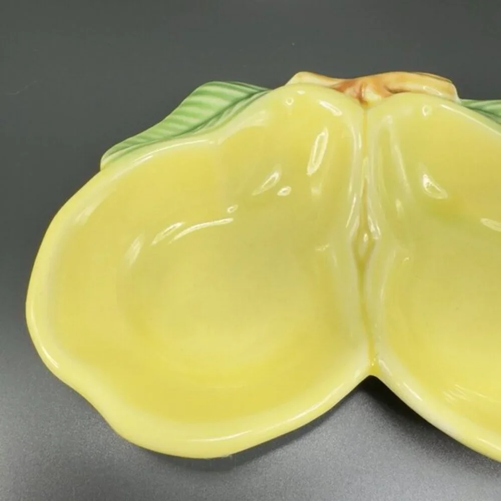 Vintage California USA Pottery Pearl Fruit Divided Dish Tray Sauce Bowl‎ Set 2